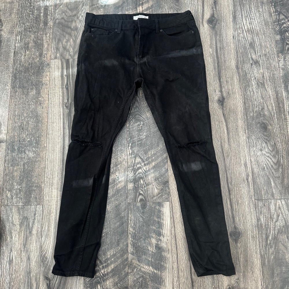 Topman Stretch Skinny Jeans Pants Men W36/L32 Black Distressed Pockets.